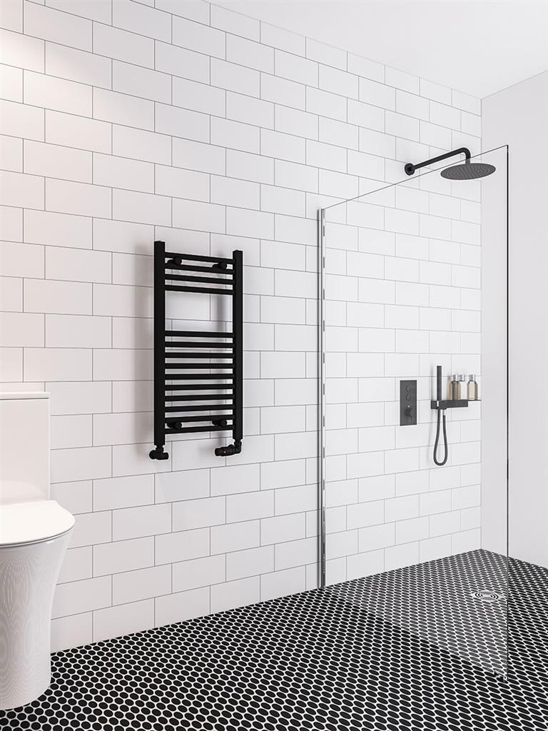 Eastbrook Wingrave Electric Straight Matt Black Towel Rail 800mm x 400mm 89.0596-ELE