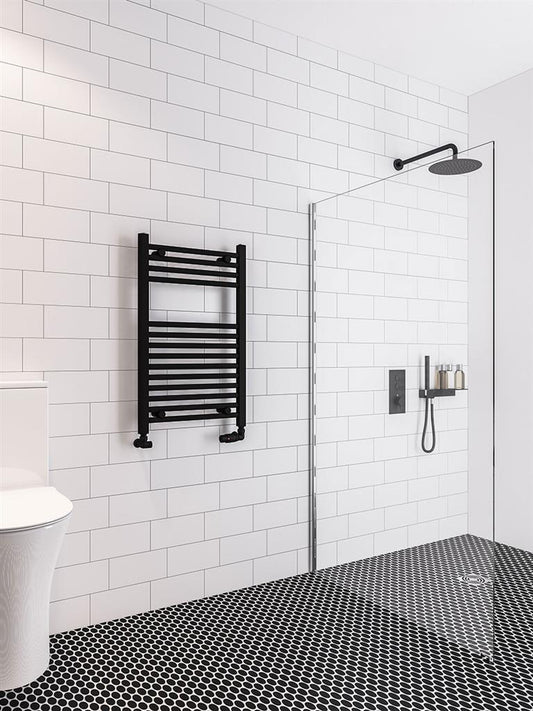 Eastbrook Wingrave Electric Straight Matt Black Towel Rail 800mm x 500mm 89.0597-ELE