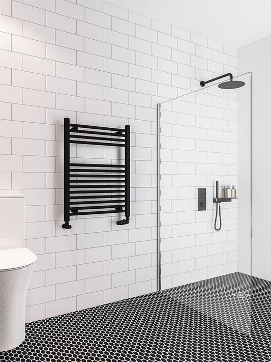 Eastbrook Wingrave Electric Straight Matt Black Towel Rail 800mm x 600mm 89.0598-ELE