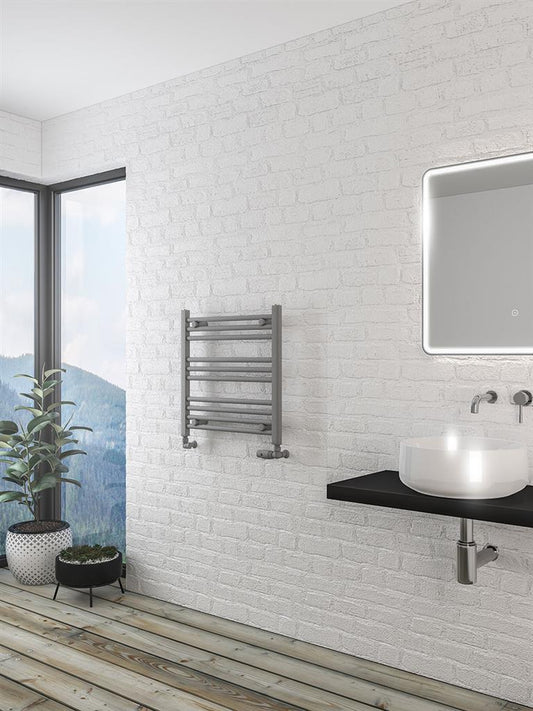 Eastbrook Wingrave Electric Straight Matt Grey Towel Rail 600mm x 600mm 89.1414-ELE