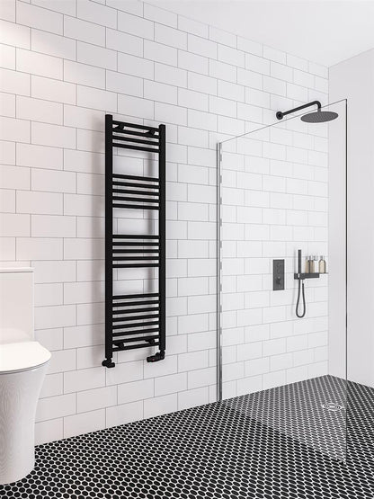 Eastbrook Wingrave Straight Matt Black Towel Rail 1400mm x 400mm 89.0605