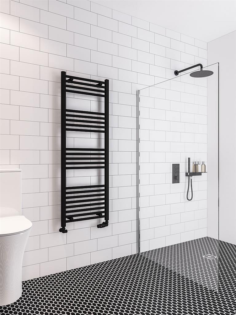 Eastbrook Wingrave Straight Matt Black Towel Rail 1400mm x 500mm 89.0606