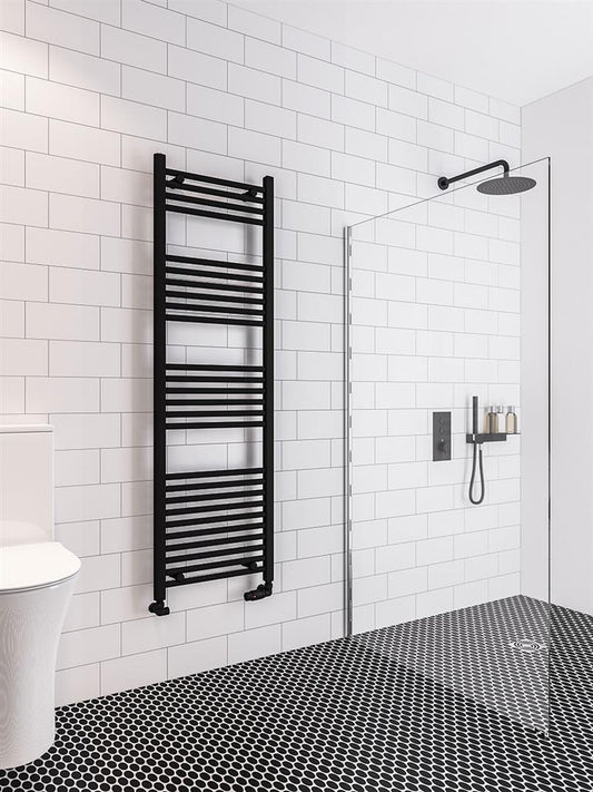 Eastbrook Wingrave Straight Matt Black Towel Rail 1600mm x 500mm 89.0609