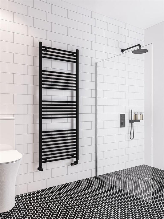 Eastbrook Wingrave Straight Matt Black Towel Rail 1600mm x 600mm 89.0610