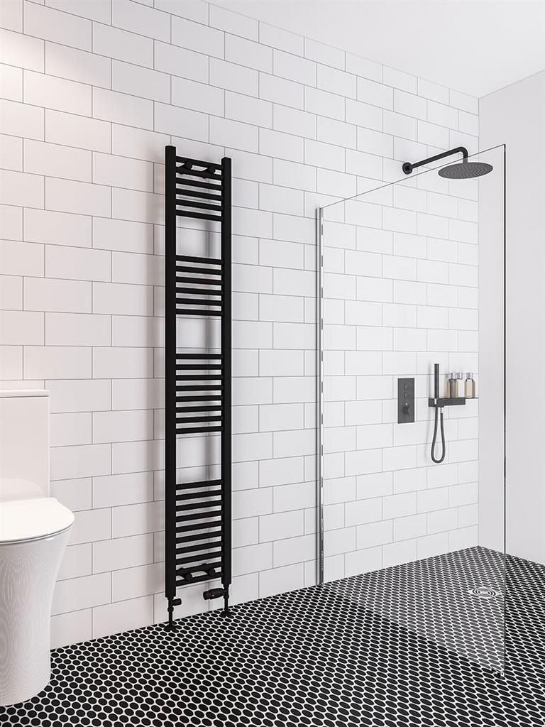 Eastbrook Wingrave Straight Matt Black Towel Rail 1800mm x 300mm 89.0685