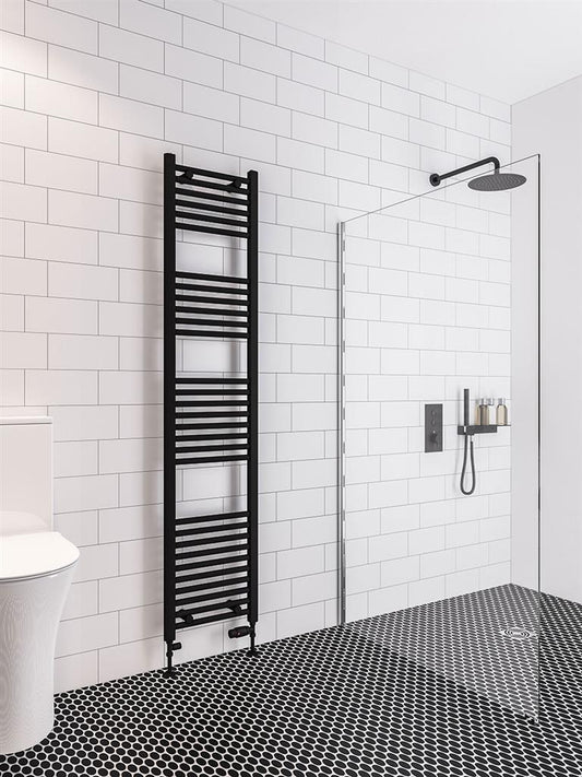 Eastbrook Wingrave Straight Matt Black Towel Rail 1800mm x 400mm 89.0611