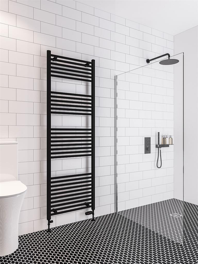 Eastbrook Wingrave Straight Matt Black Towel Rail 1800mm x 600mm 89.0613