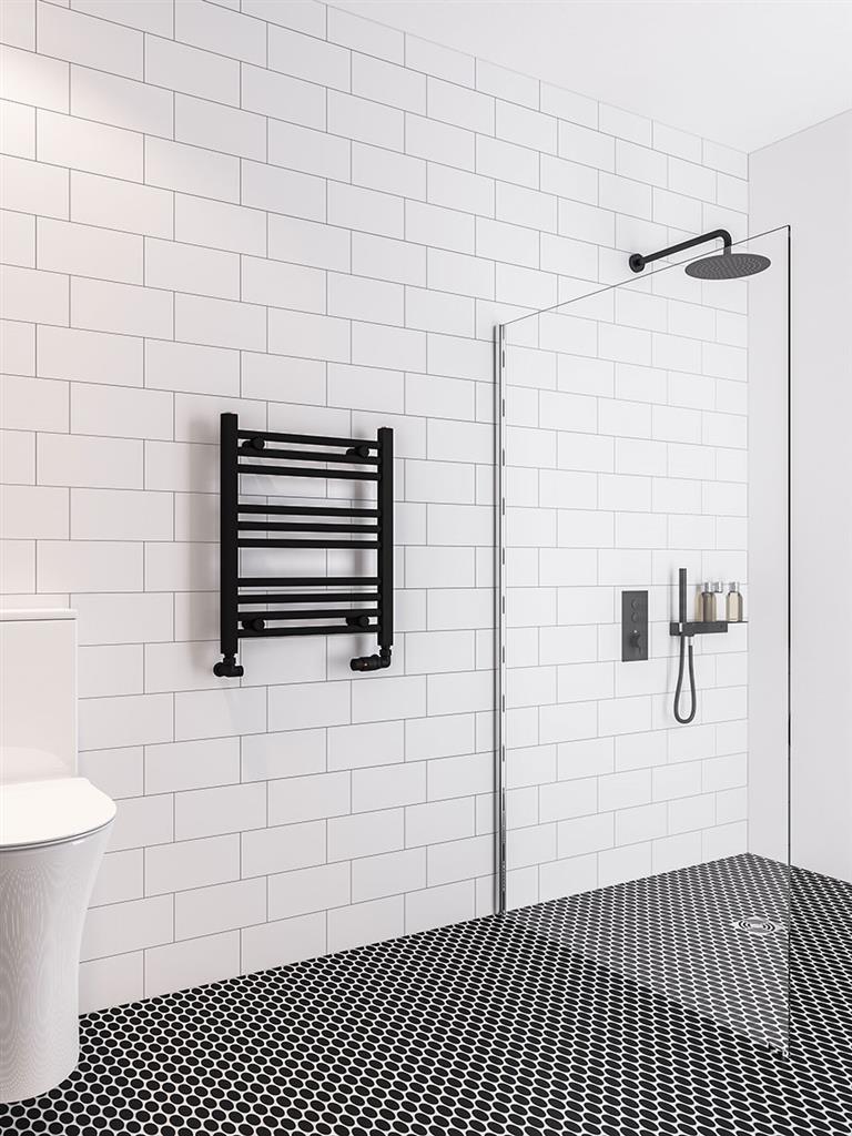 Eastbrook Wingrave Straight Matt Black Towel Rail 600mm x 500mm 89.0678